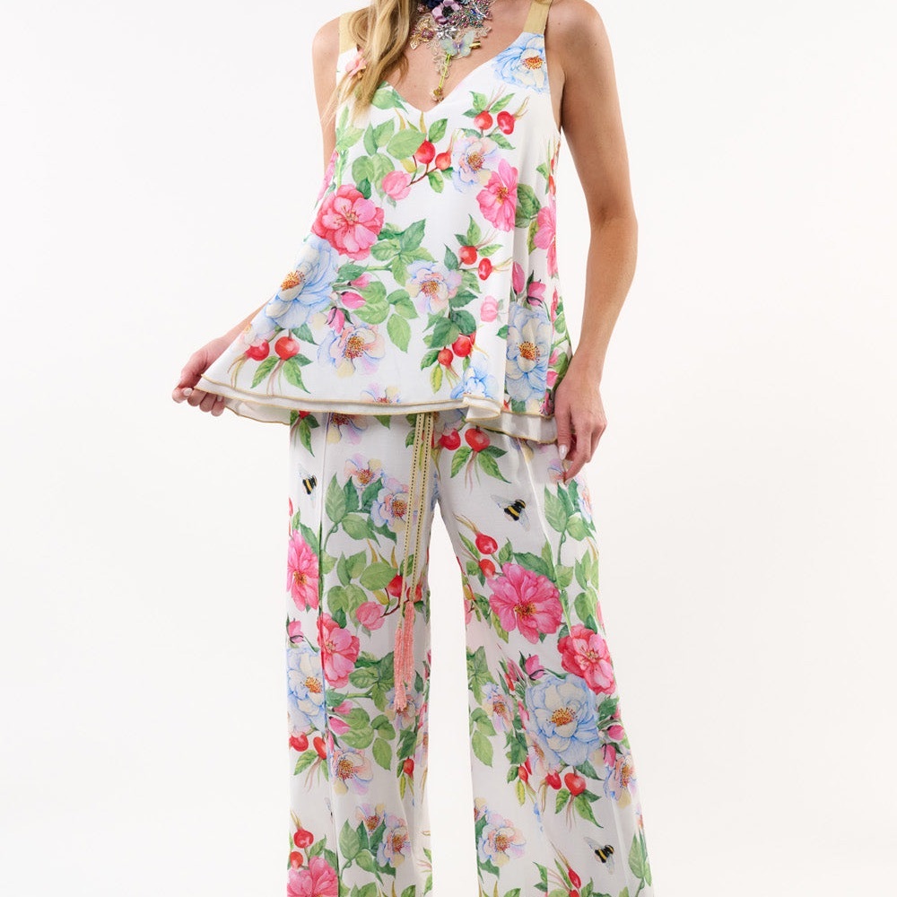Aratta LA VI ROSE CAMISOLE (reversible) White Floral or Solid Sz M